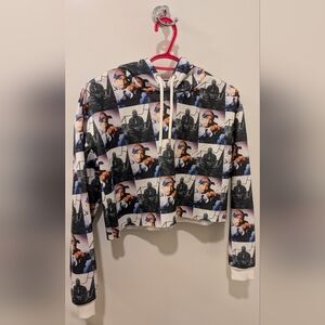 2 Pac Graphic Print Cropped Hoodie